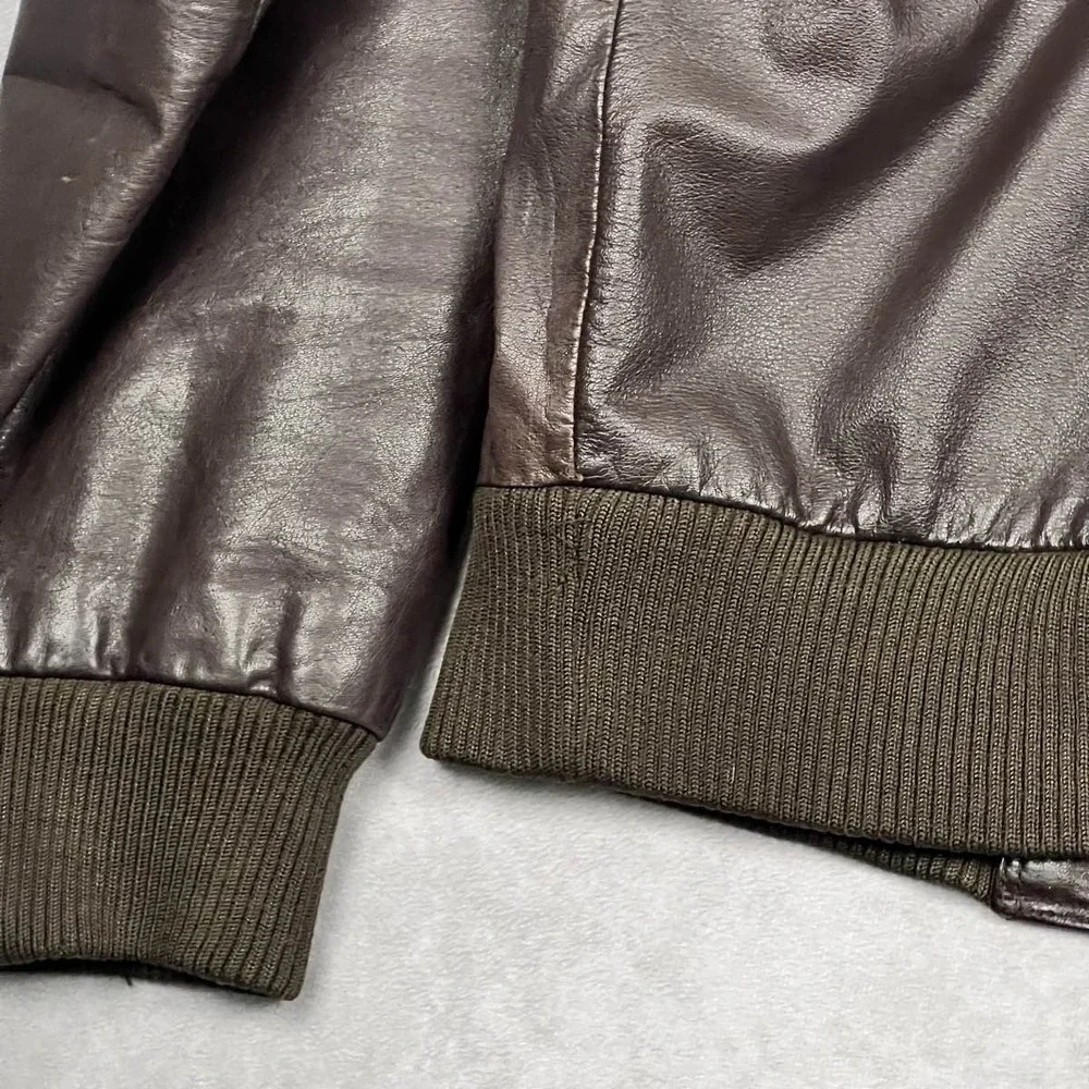 Members Only Men's 1X  Bomber Jacket‎ Brown Genuine Leather Vintage